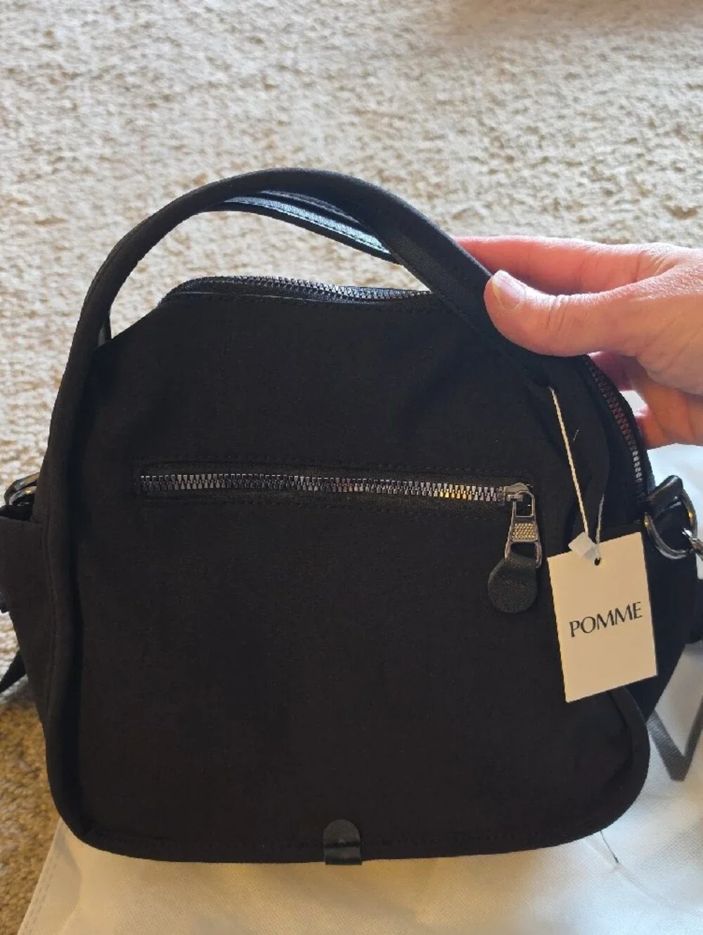 Pomma Lyona Black Crossbody Bag. New